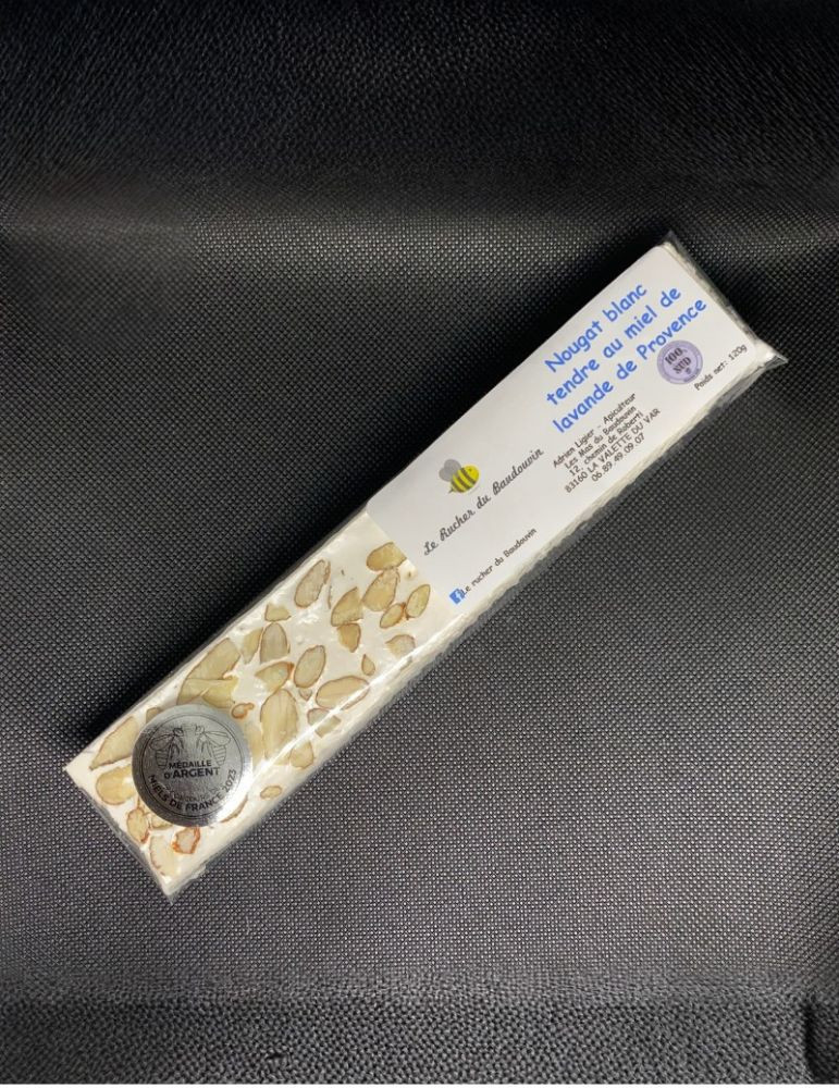 Nougat Blanc Tendre au Miel de Lavande | Rucher Baudouvin